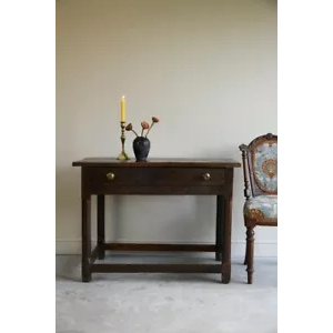 Antique Rustic Country Oak Side Occasional Table