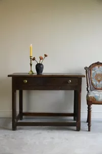 Antique Rustic Country Oak Side Occasional Table