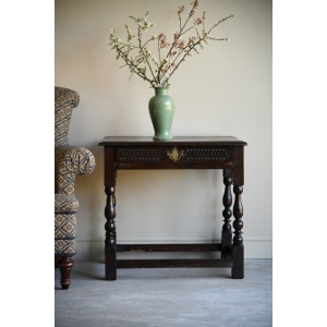 Antique Rustic Oak Side Occasional Table