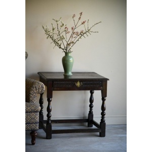 Antique Rustic Oak Side Occasional Table