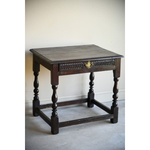 Antique Rustic Oak Side Occasional Table