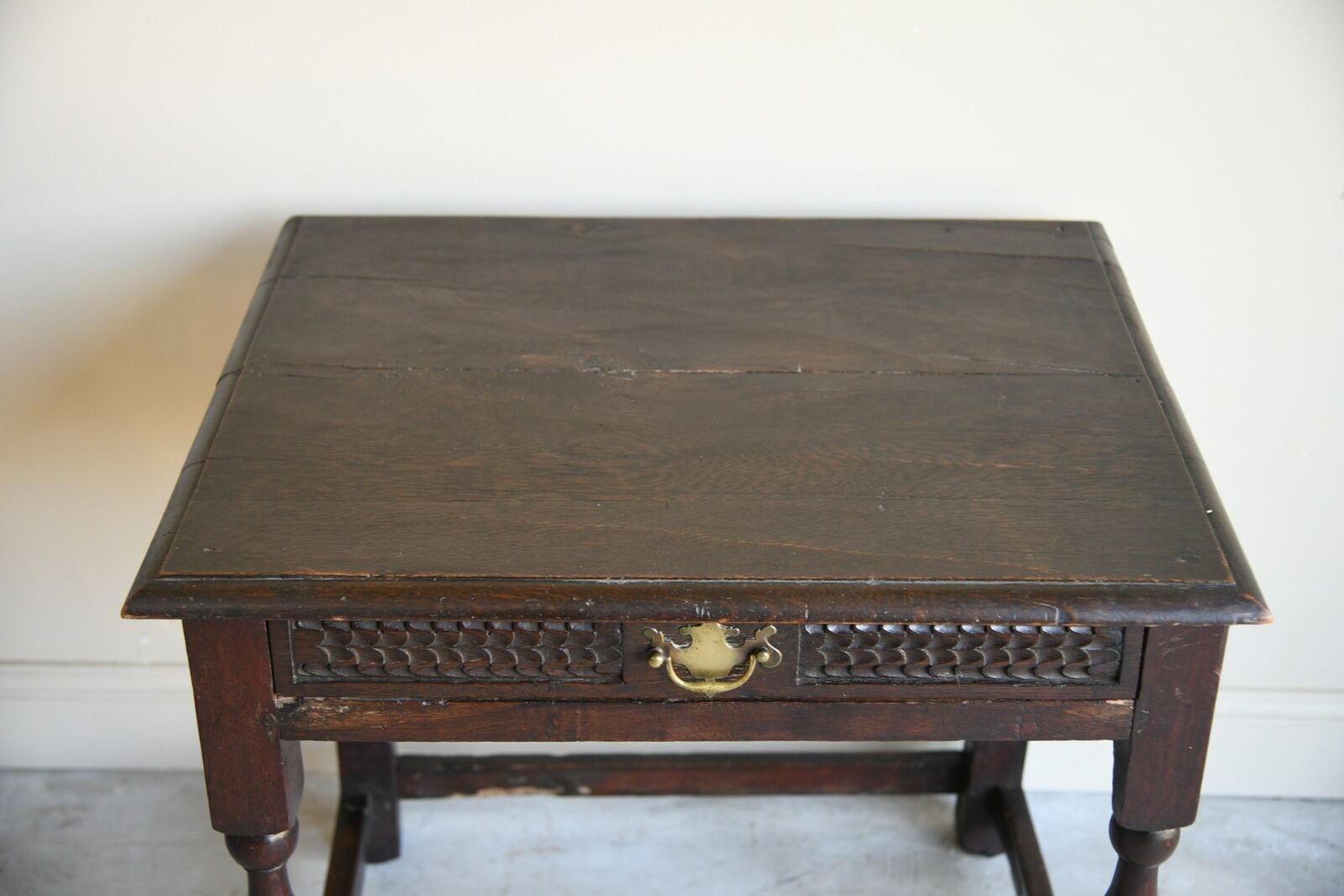 Antique Rustic Oak Side Occasional Table