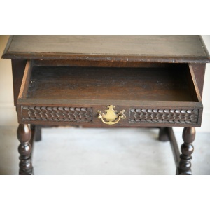 Antique Rustic Oak Side Occasional Table