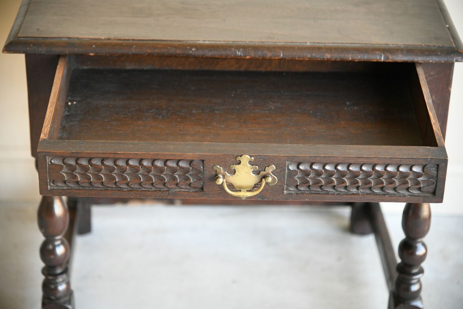 Antique Rustic Oak Side Occasional Table