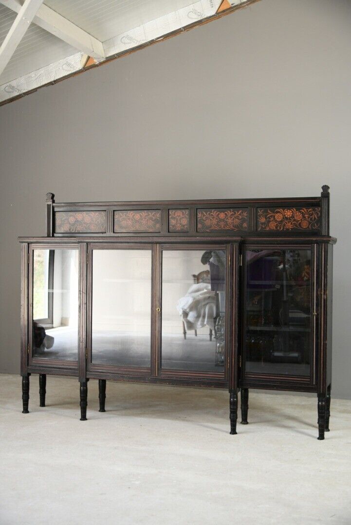 Antique Victorian Aesthetic Movement Glazed Side Cabinet