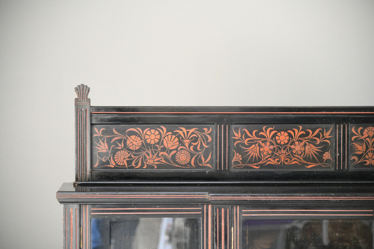 Antique Victorian Aesthetic Movement Glazed Side Cabinet