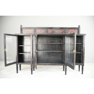 Antique Victorian Aesthetic Movement Glazed Side Cabinet