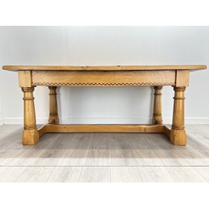 Arts and Crafts Style, 6ft Pine Refectory Table With Chevron Details