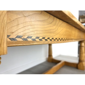 Arts and Crafts Style, 6ft Pine Refectory Table With Chevron Details