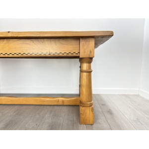 Arts and Crafts Style, 6ft Pine Refectory Table With Chevron Details