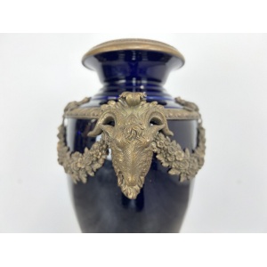 Cobalt Blue Porcelain & Bronze Floor Urn