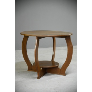 Deco Oak Two Tier Round Centre Occasional Side Table