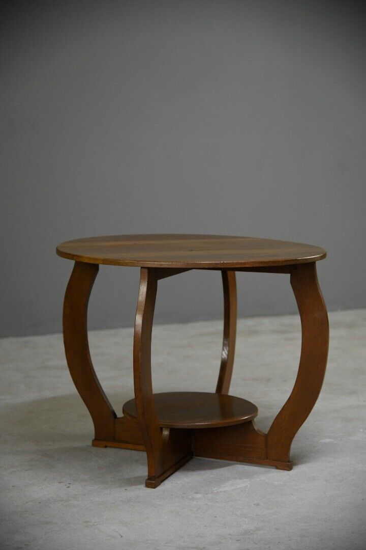 Deco Oak Two Tier Round Centre Occasional Side Table