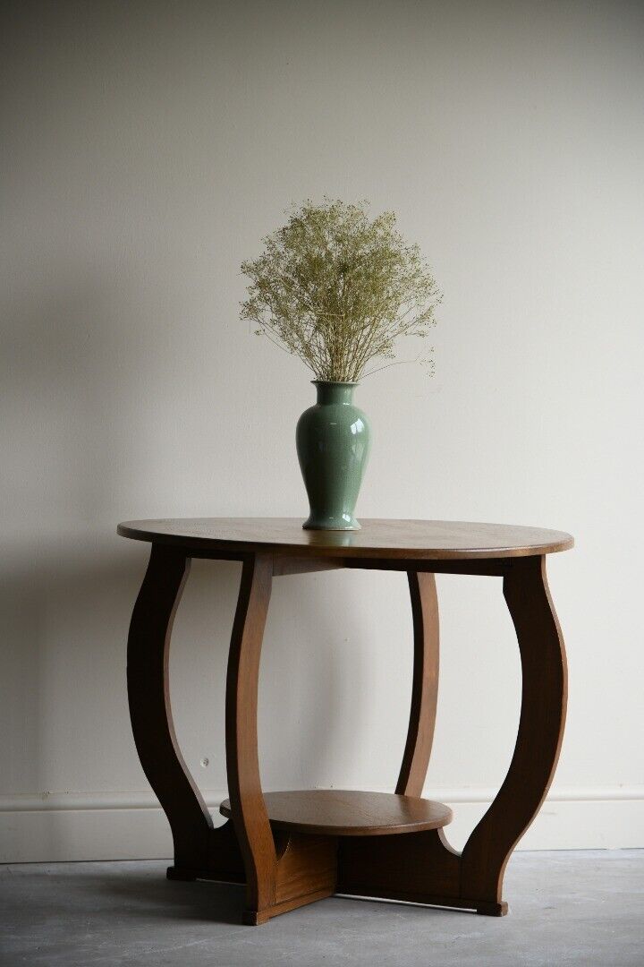 Deco Oak Two Tier Round Centre Occasional Side Table