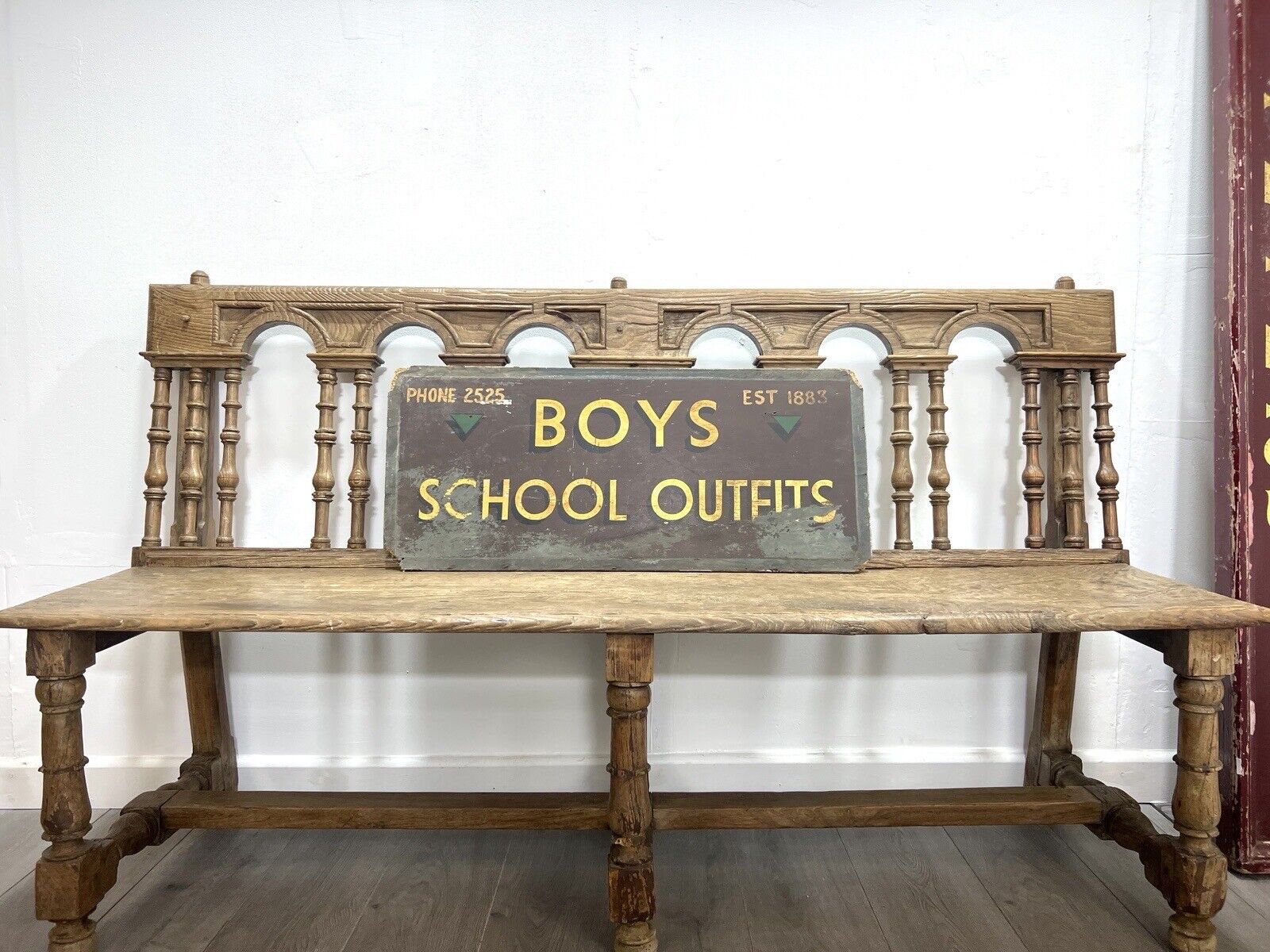 Early 20th Century, Painted Boys School Outfits Sign on Board
