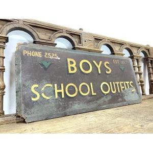 Early 20th Century, Painted Boys School Outfits Sign on Board