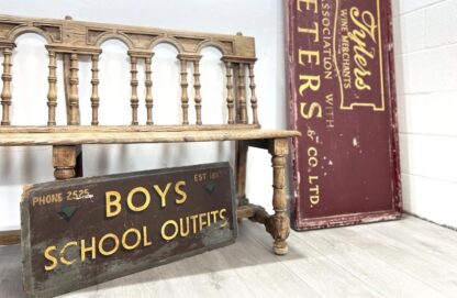 Early 20th Century, Painted Boys School Outfits Sign on Board