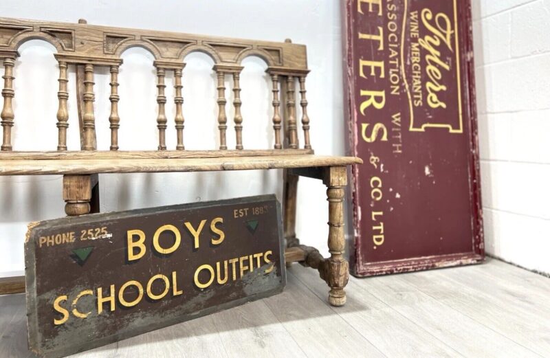Early 20th Century, Painted Boys School Outfits Sign on Board