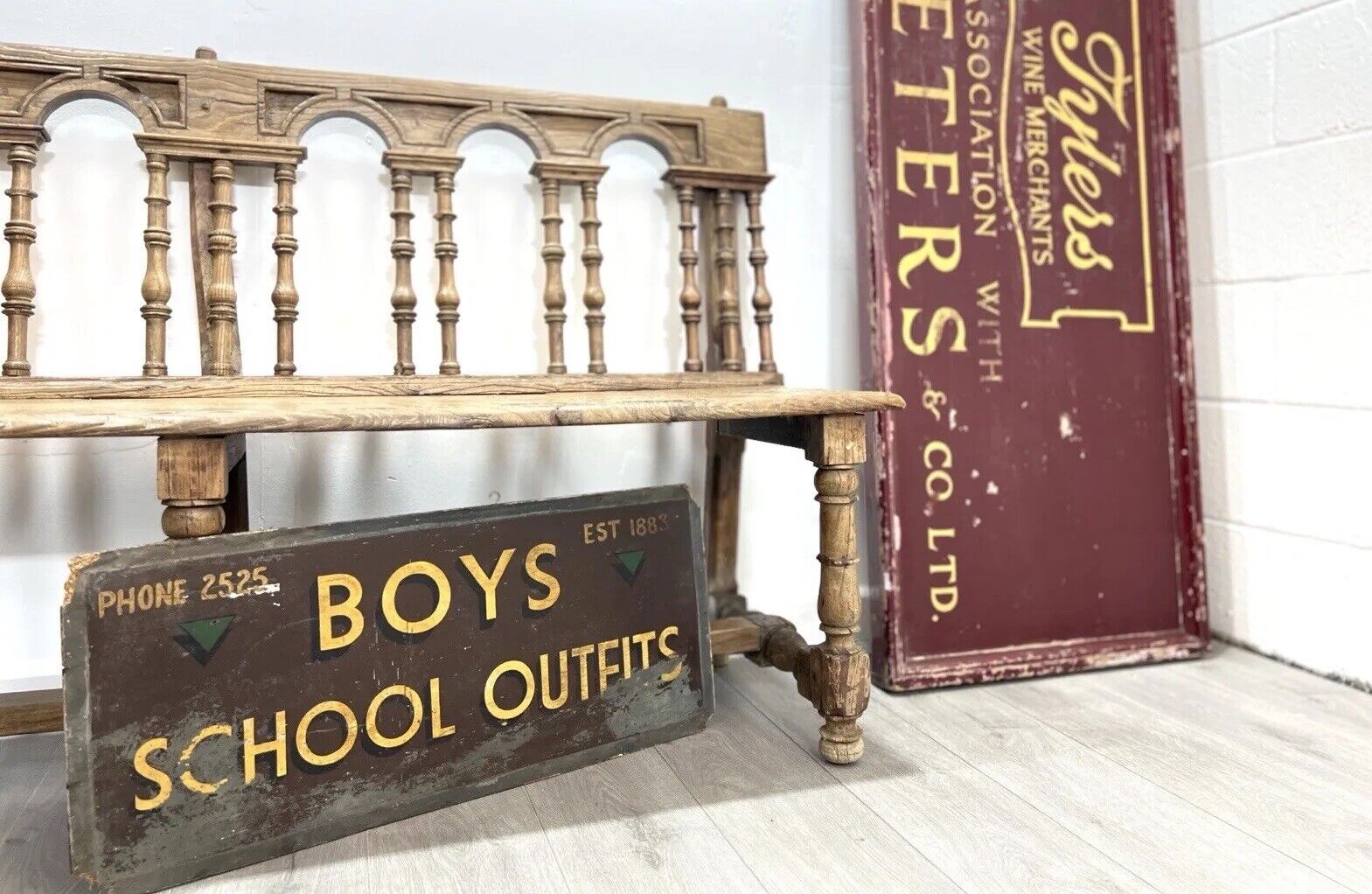 Early 20th Century, Painted Boys School Outfits Sign on Board