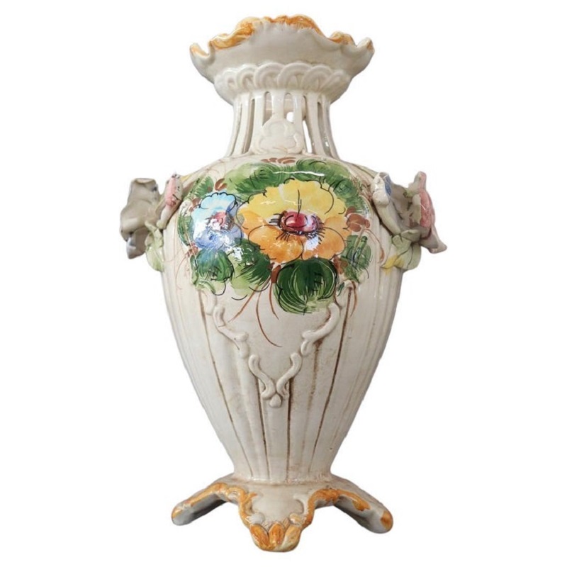 Hand-Painted Ceramic Vase by Bassano, 1990s