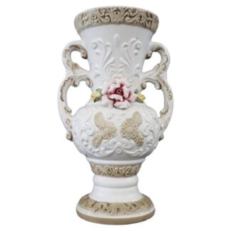 Hand-Painted Porcelain Biscuit Vase by Capodimonte, 1990s