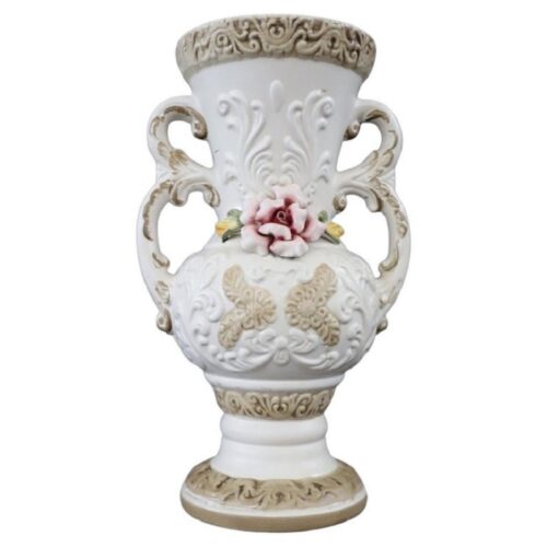 Hand-Painted Porcelain Biscuit Vase by Capodimonte, 1990s