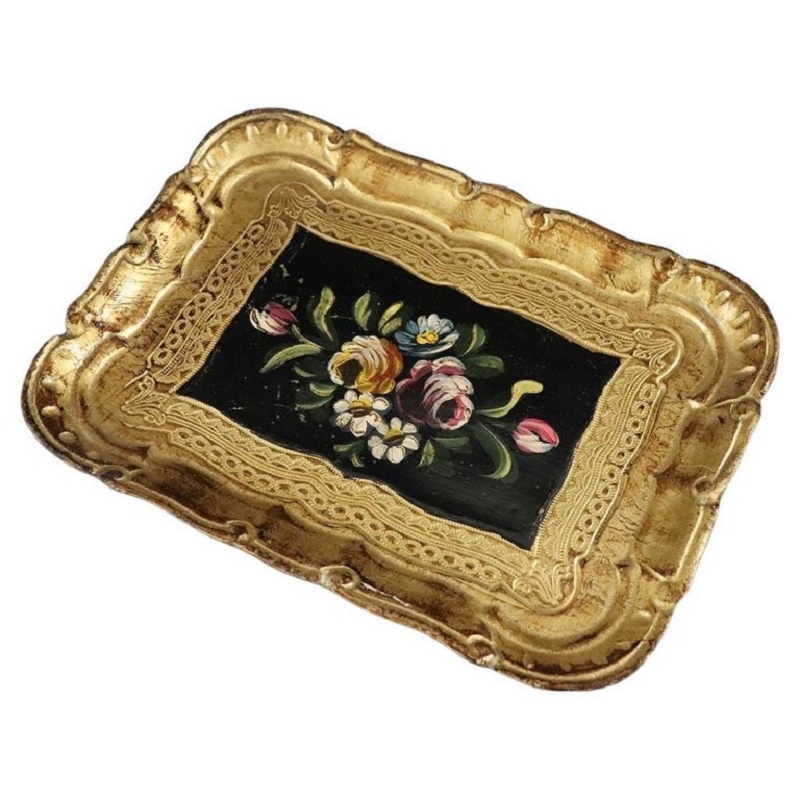 Hand-Painted Wood Tray, 1980s