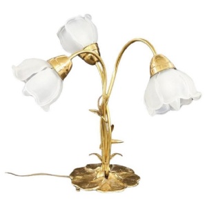 Vintage Brass and Glass Table Lamp, 1980s