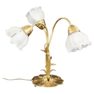 Vintage Brass and Glass Table Lamp, 1980s