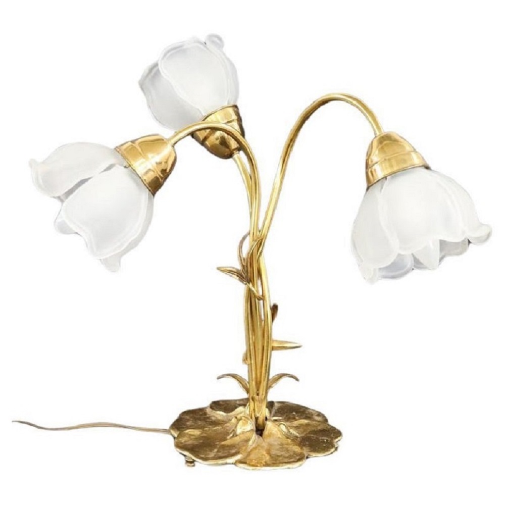 Vintage Brass and Glass Table Lamp, 1980s