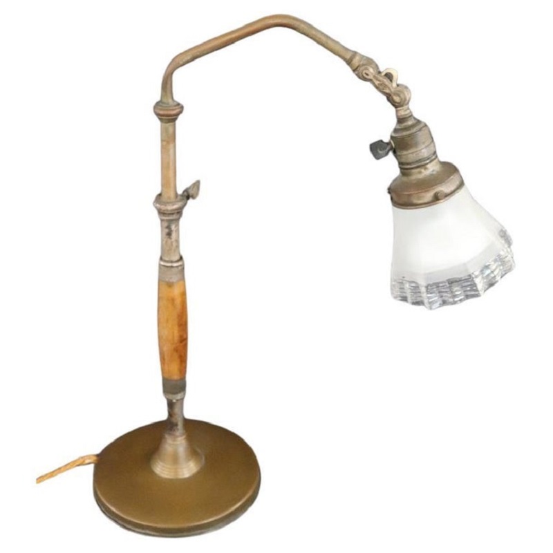 Brass and Glass Table Lamp, 1930s
