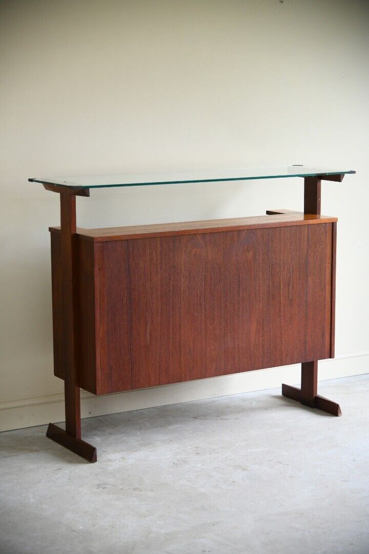 Freestanding Retro Teak Home Cocktail Bar