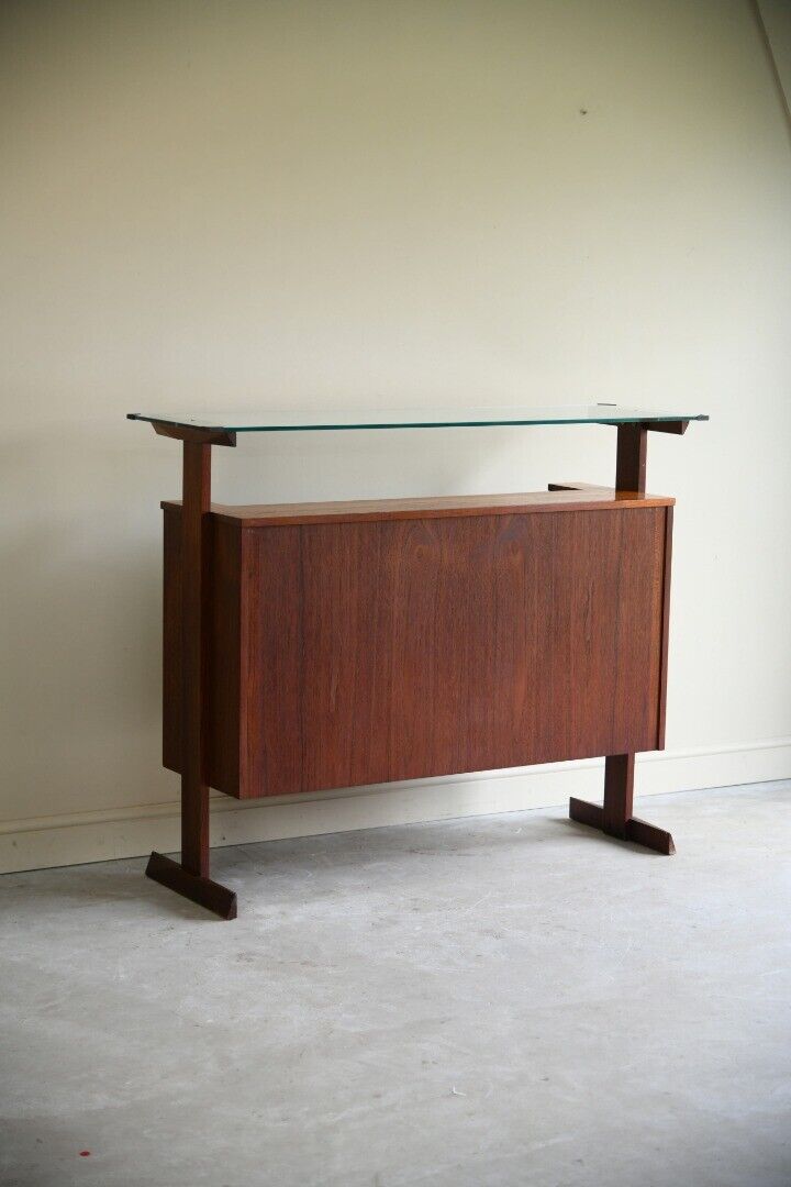 Freestanding Retro Teak Home Cocktail Bar