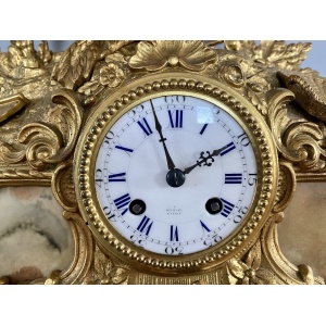 Henry Marc Paris, Gilt Bronze Mantel Clock With AD Mougin Movement