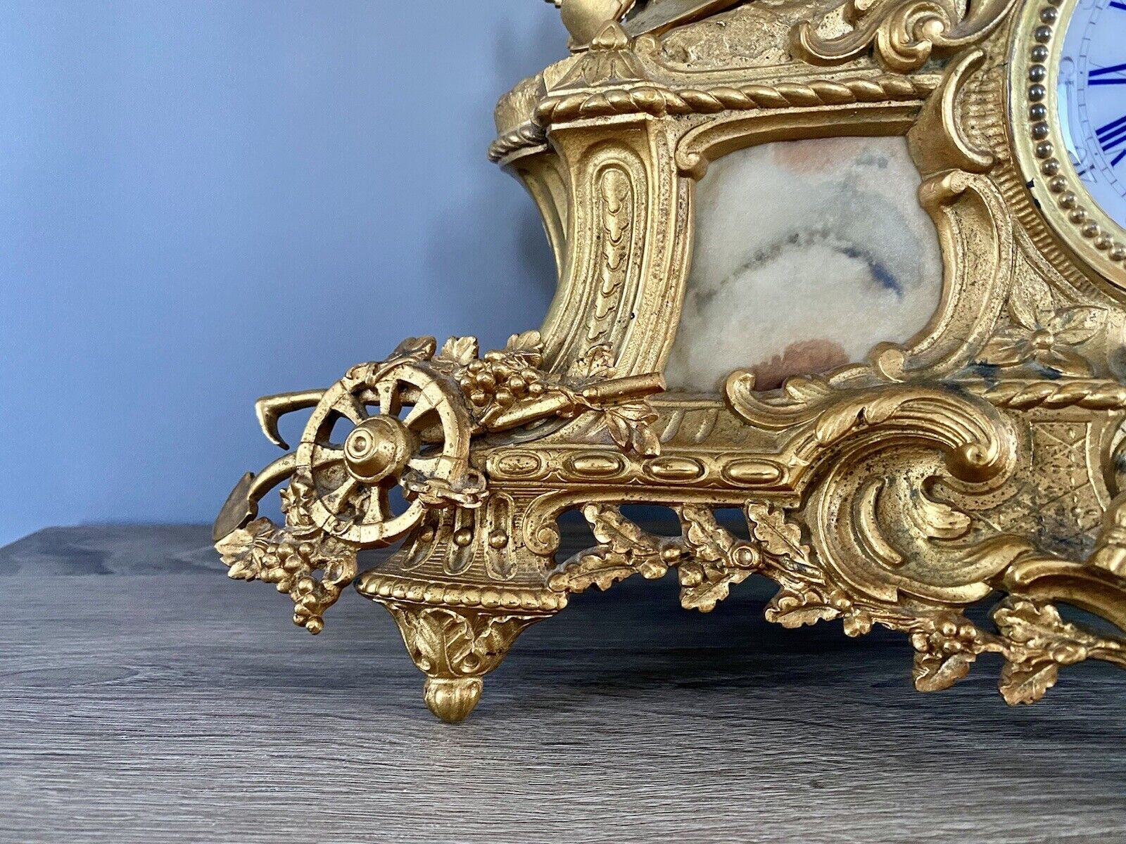 Henry Marc Paris, Gilt Bronze Mantel Clock With AD Mougin Movement