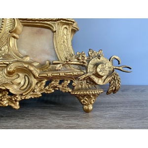 Henry Marc Paris, Gilt Bronze Mantel Clock With AD Mougin Movement