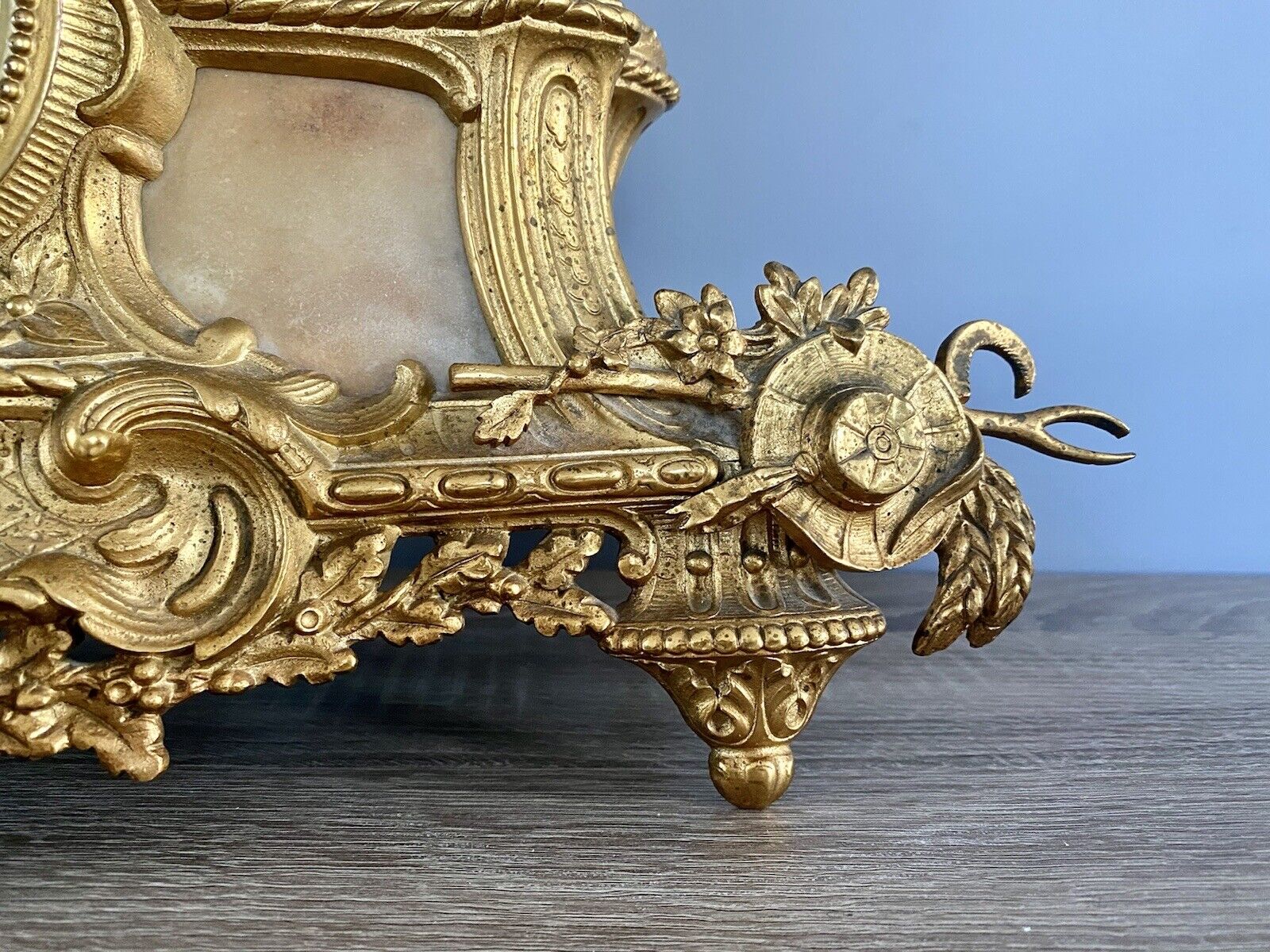 Henry Marc Paris, Gilt Bronze Mantel Clock With AD Mougin Movement