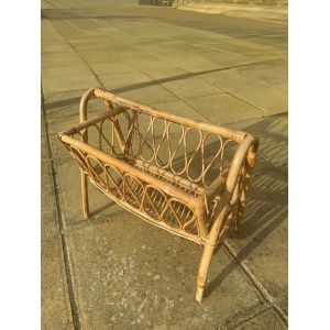 Beautiful, mid-century, bamboo and rattan magazine rack / storage basket, circa 1950's - 1960's