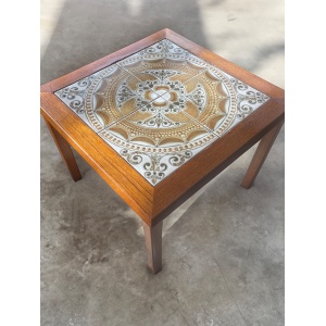 Mid Century Modern Danish Teak Tile Top Side Table By Toften Mobelfabrik