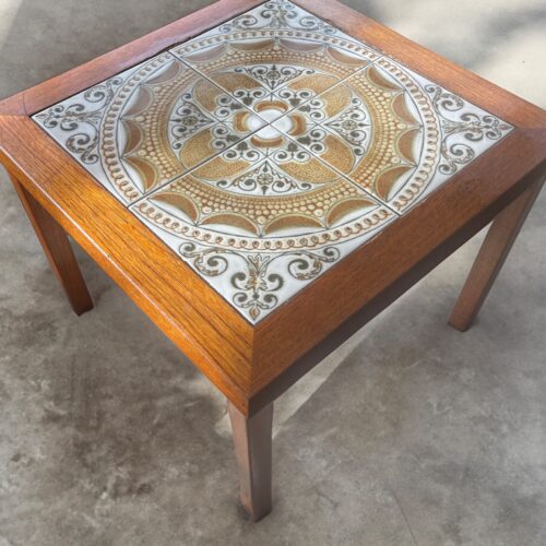 Mid Century Modern Danish Teak Tile Top Side Table By Toften Mobelfabrik