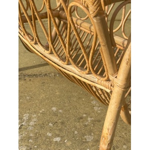 Beautiful, mid-century, bamboo and rattan magazine rack / storage basket, circa 1950's - 1960's