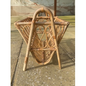 Beautiful, mid-century, bamboo and rattan magazine rack / storage basket, circa 1950's - 1960's