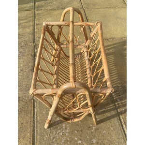 Beautiful, mid-century, bamboo and rattan magazine rack / storage basket, circa 1950's - 1960's