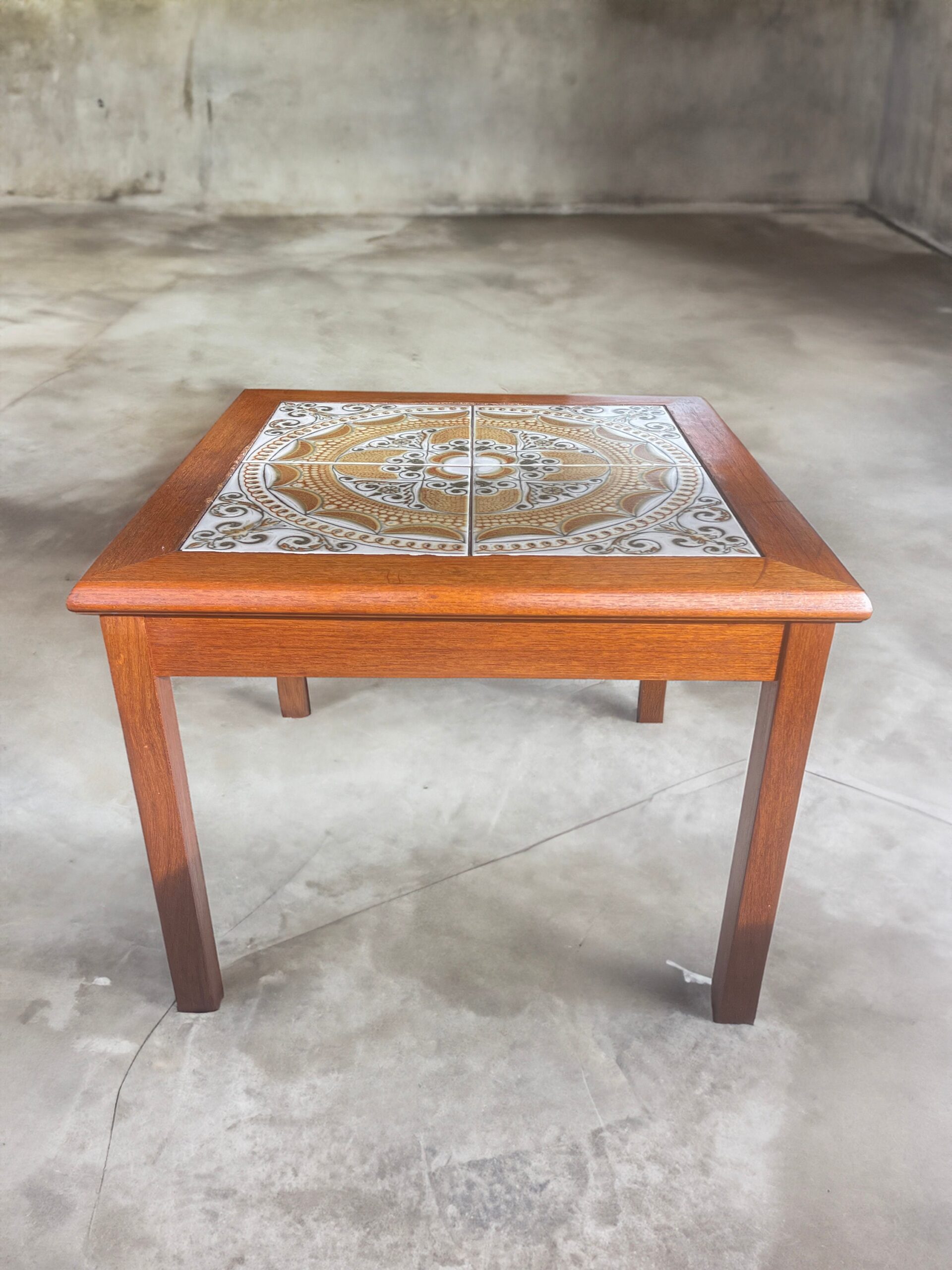 Mid Century Modern Danish Teak Tile Top Side Table By Toften Mobelfabrik