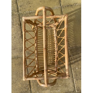 Beautiful, mid-century, bamboo and rattan magazine rack / storage basket, circa 1950's - 1960's