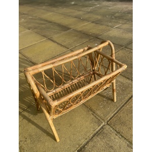 Beautiful, mid-century, bamboo and rattan magazine rack / storage basket, circa 1950's - 1960's