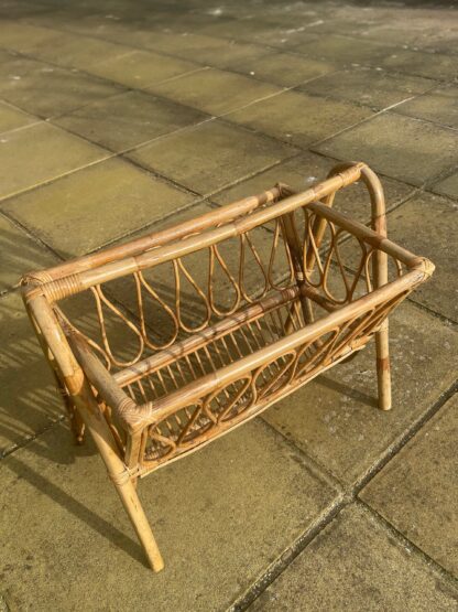Beautiful, mid-century, bamboo and rattan magazine rack / storage basket, circa 1950's - 1960's