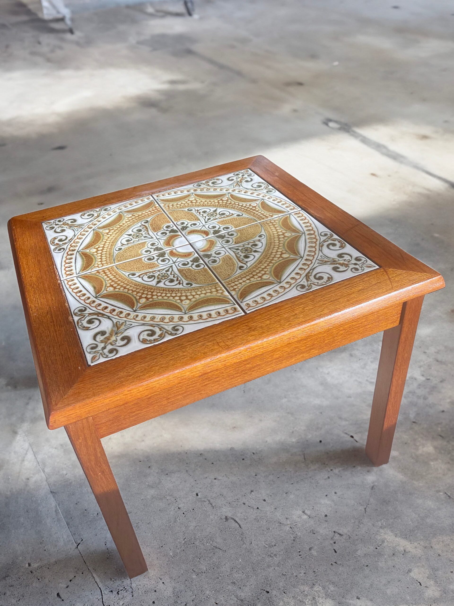 Mid Century Modern Danish Teak Tile Top Side Table By Toften Mobelfabrik