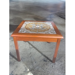 Mid Century Modern Danish Teak Tile Top Side Table By Toften Mobelfabrik
