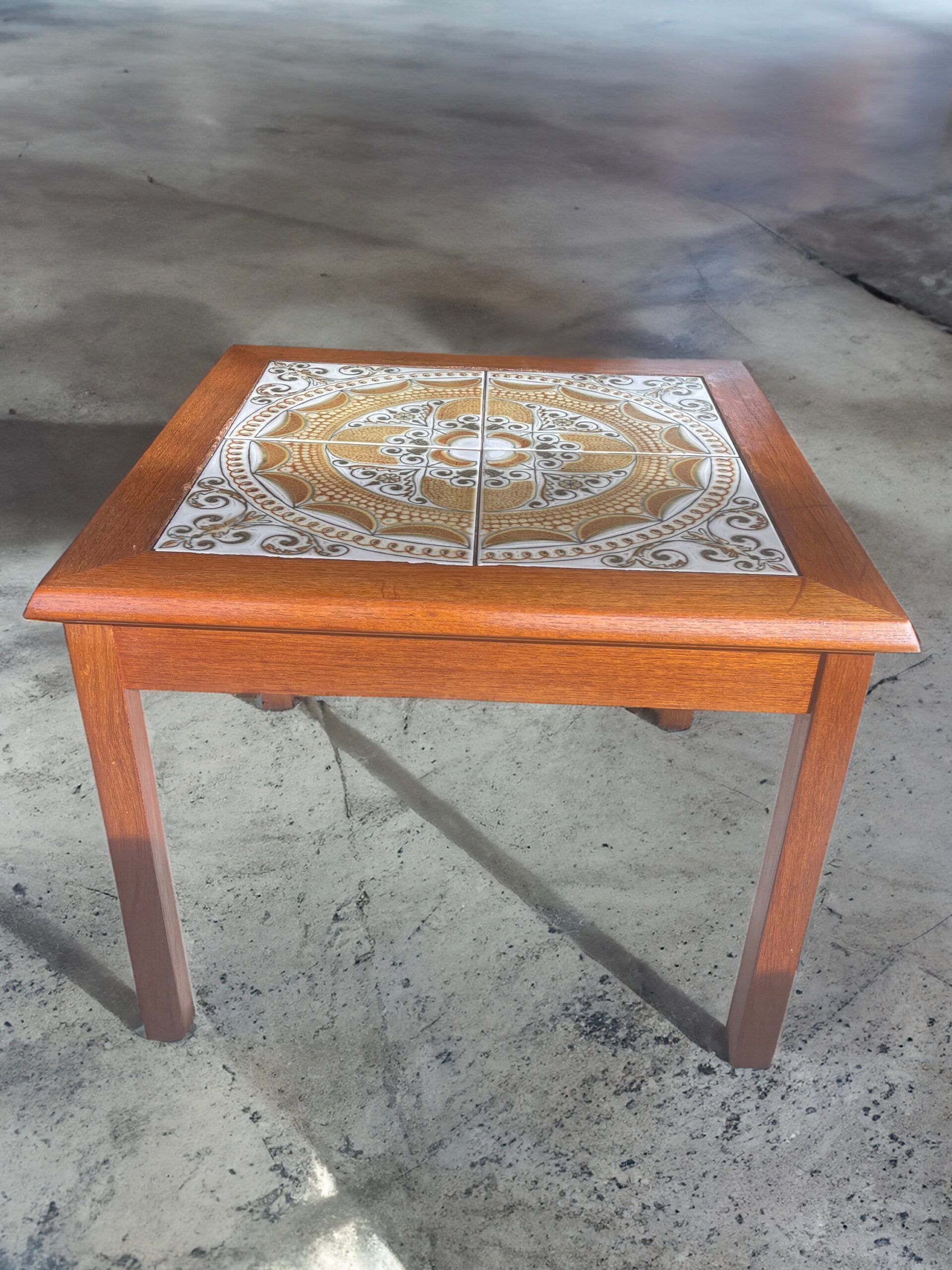 Mid Century Modern Danish Teak Tile Top Side Table By Toften Mobelfabrik